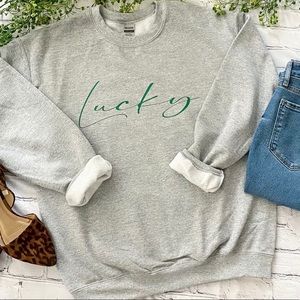 Gray “lucky” crewneck sweatshirt